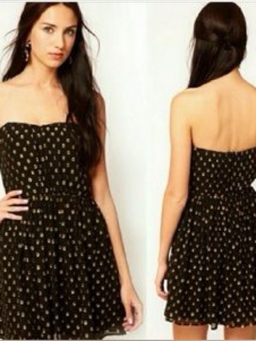 NWT Greylin Black & Gold Silk Strapless Cocktail Dress – Women’s Medium